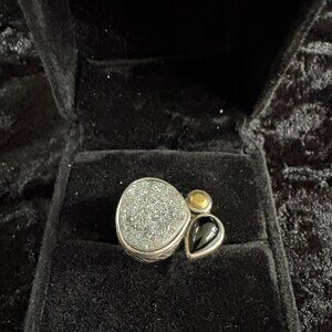 Sterling Silver 925 SILPADA Brass Druzy Crystal Cave Ring Sz 8